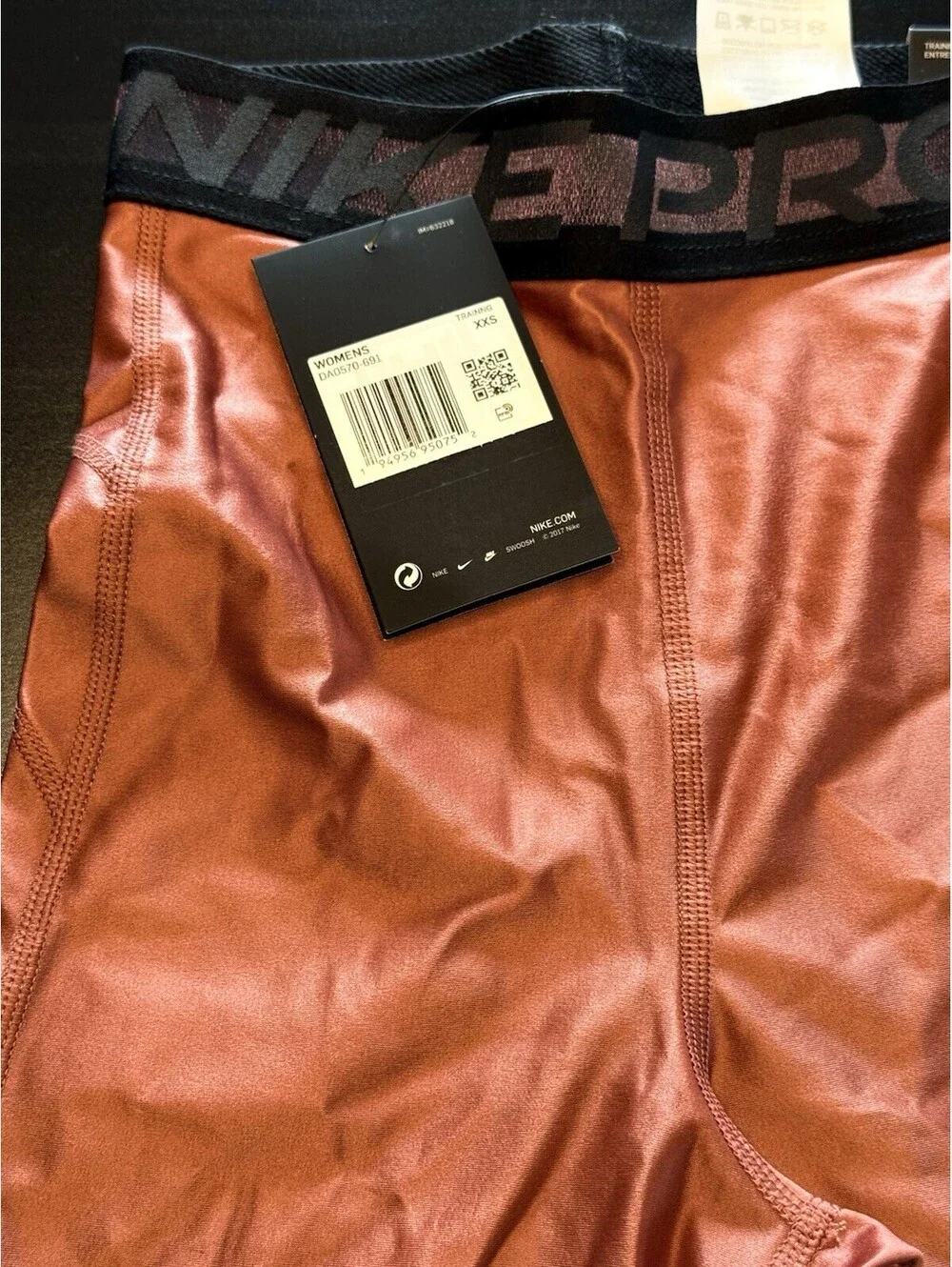Nike Pro Metallic Cool Rose High-Waisted 7/8 Training Tights DA0570-691 Size XXS